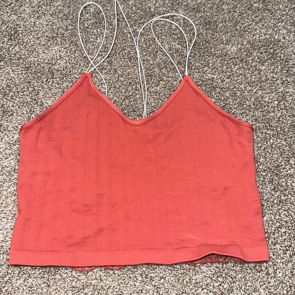 Red/Orange Lace Back Tank Top